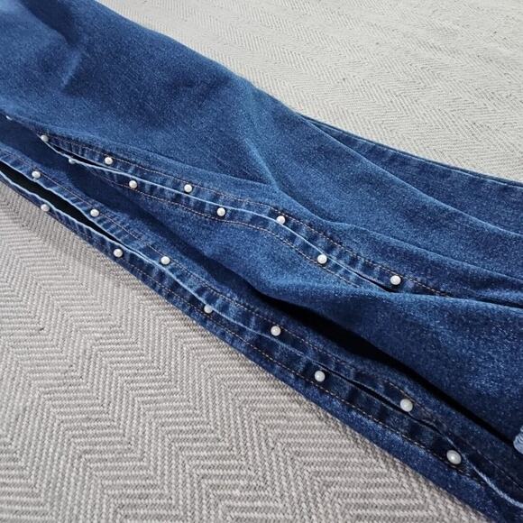 Cardinale Jeans Women's Sz 8 26x28 Med Wash Blue Slit Seam Pearls Y2K Fairy Core - Picture 3 of 16